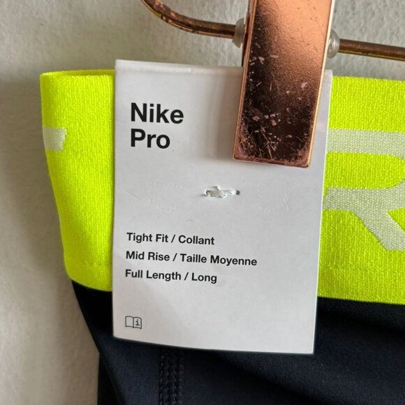 Nike Pro Womens Mid Rise Tight Fit Full Length Leggings Black Size XL - Picture 4 of 9